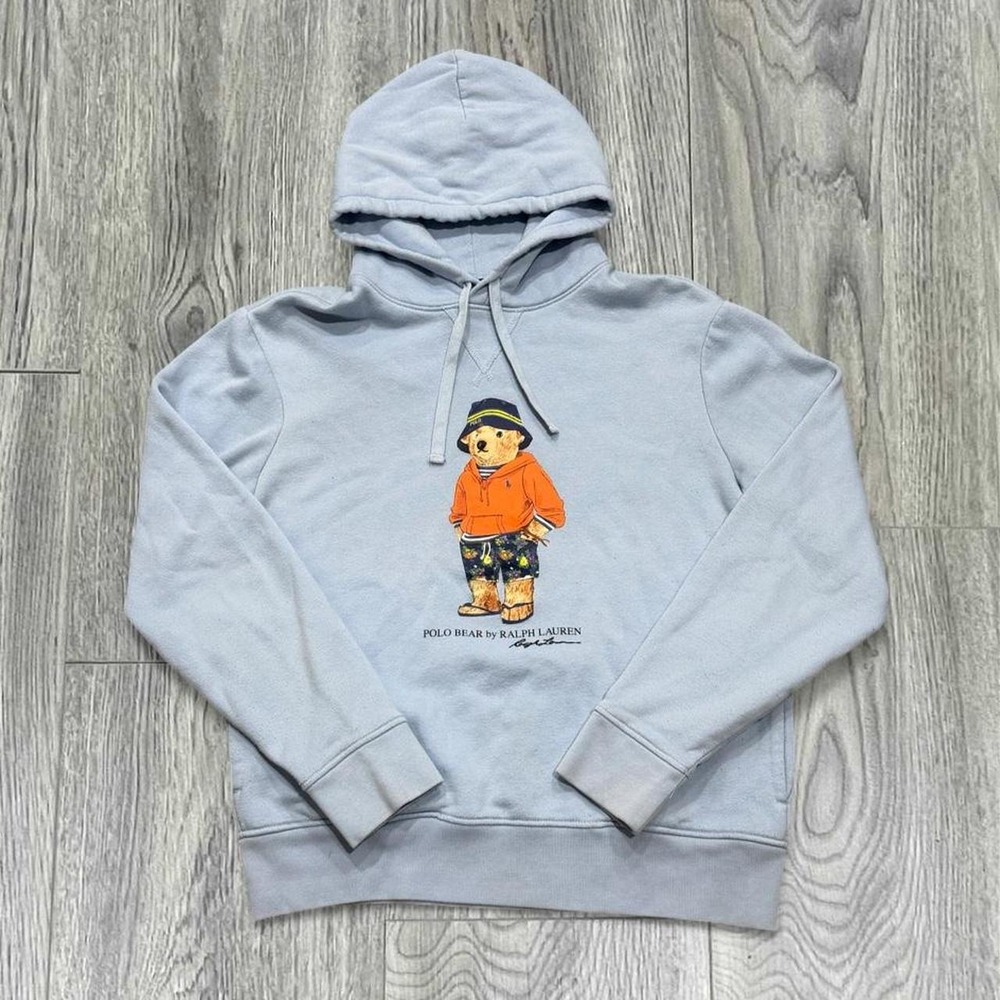 Polo Ralph Lauren Polo Bear Hoodie Light Blue Mens M Vacation Beach Bear
